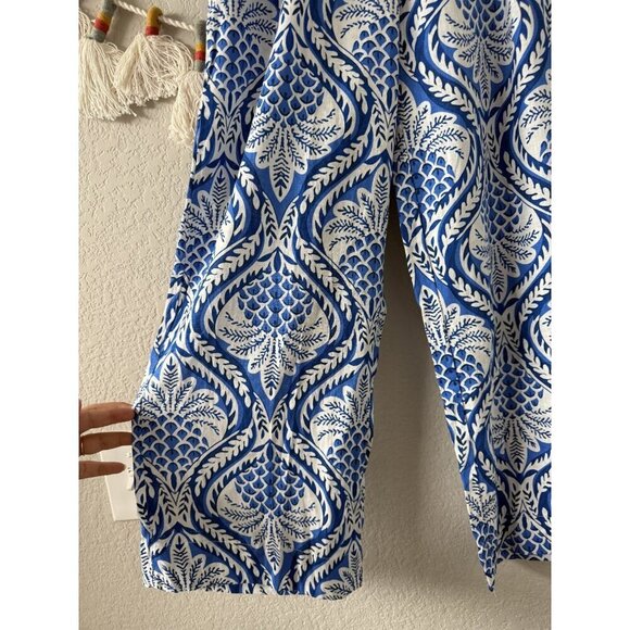 Panama Jack Linen Blend Pineapple Floral Wide Leg Pull On Pant Tropical Coastal - Picture 5 of 8